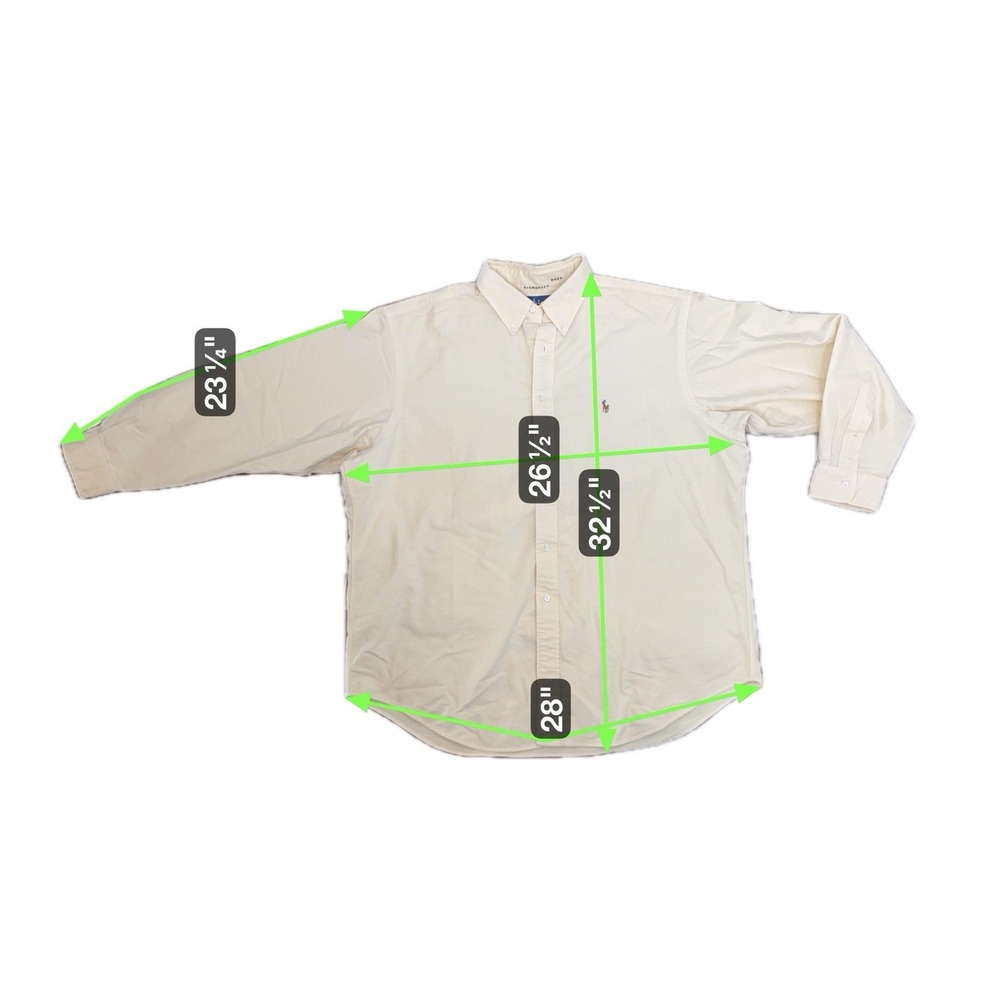 Vintage Ralph Lauren Shirt Men's 17.5 - 35 Yellow Yarmouth Button Down Oxford - Picture 3 of 5